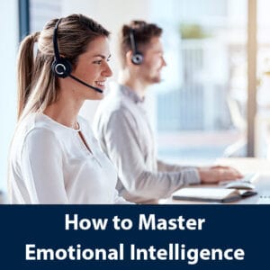 woman and man using emotional intelligence in computer call center